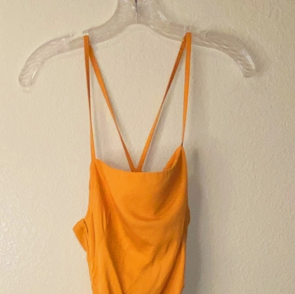 Zara Linen Orange Strappy Dress - Picture 4 of 11